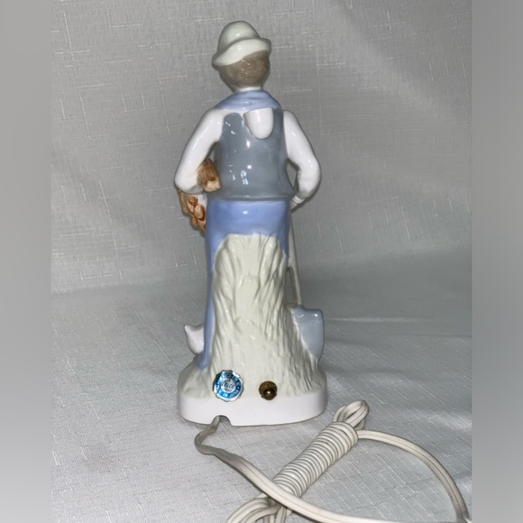 Vintage Japan Porcelain Underwriter Laboratories Portable Lamp Figurine Man Duck - Picture 4 of 12